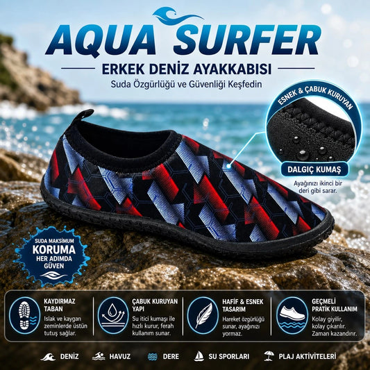Aqua Surfer | Kadın Deniz Ayakkabısı - SİYAH-MAVİ-KIRMIZI