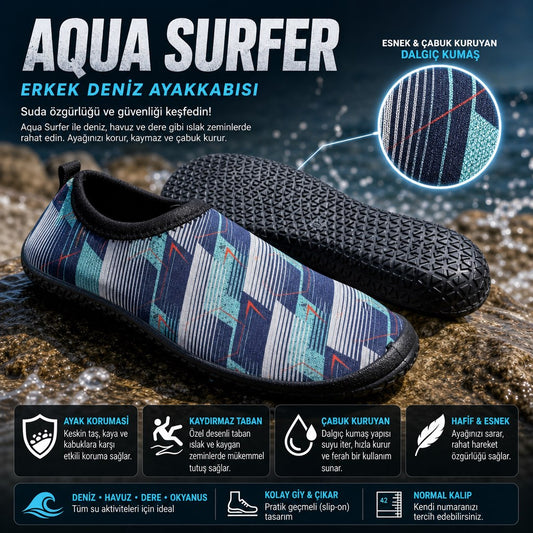 Aqua Surfer | Unisex Deniz Ayakkabısı - GRİ-MAVİ