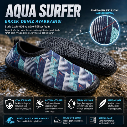 Aqua Surfer | Unisex Deniz Ayakkabısı - GRİ-MAVİ