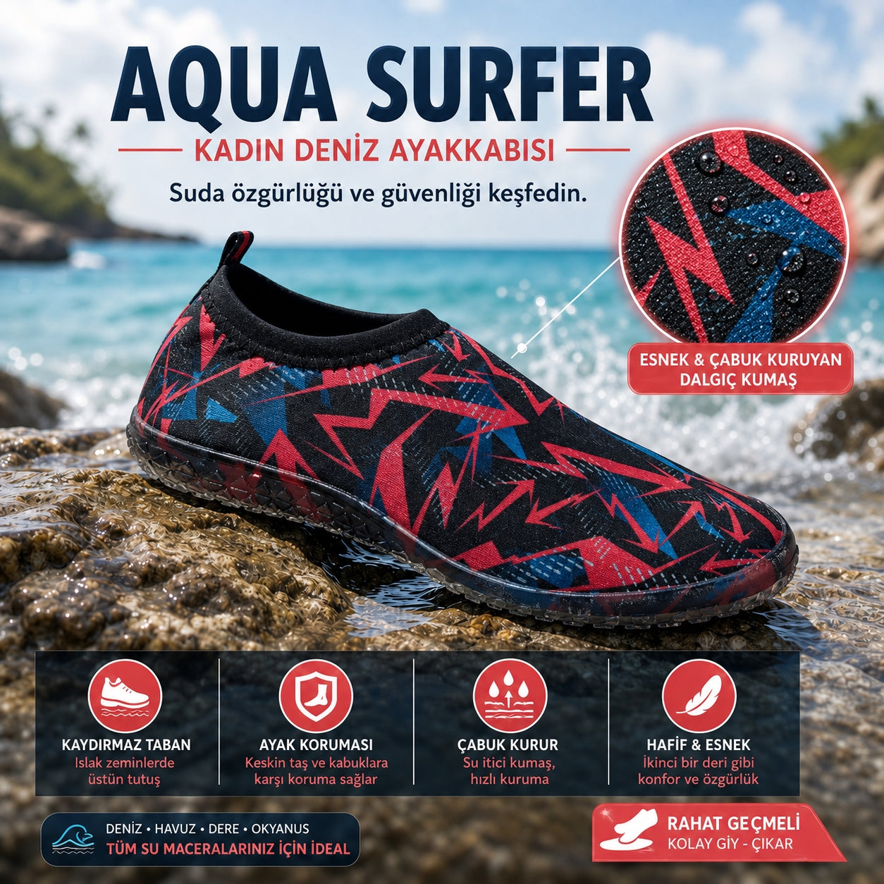 Aqua Surfer | Unisex Deniz Ayakkabısı - PEMBE-MAVİ