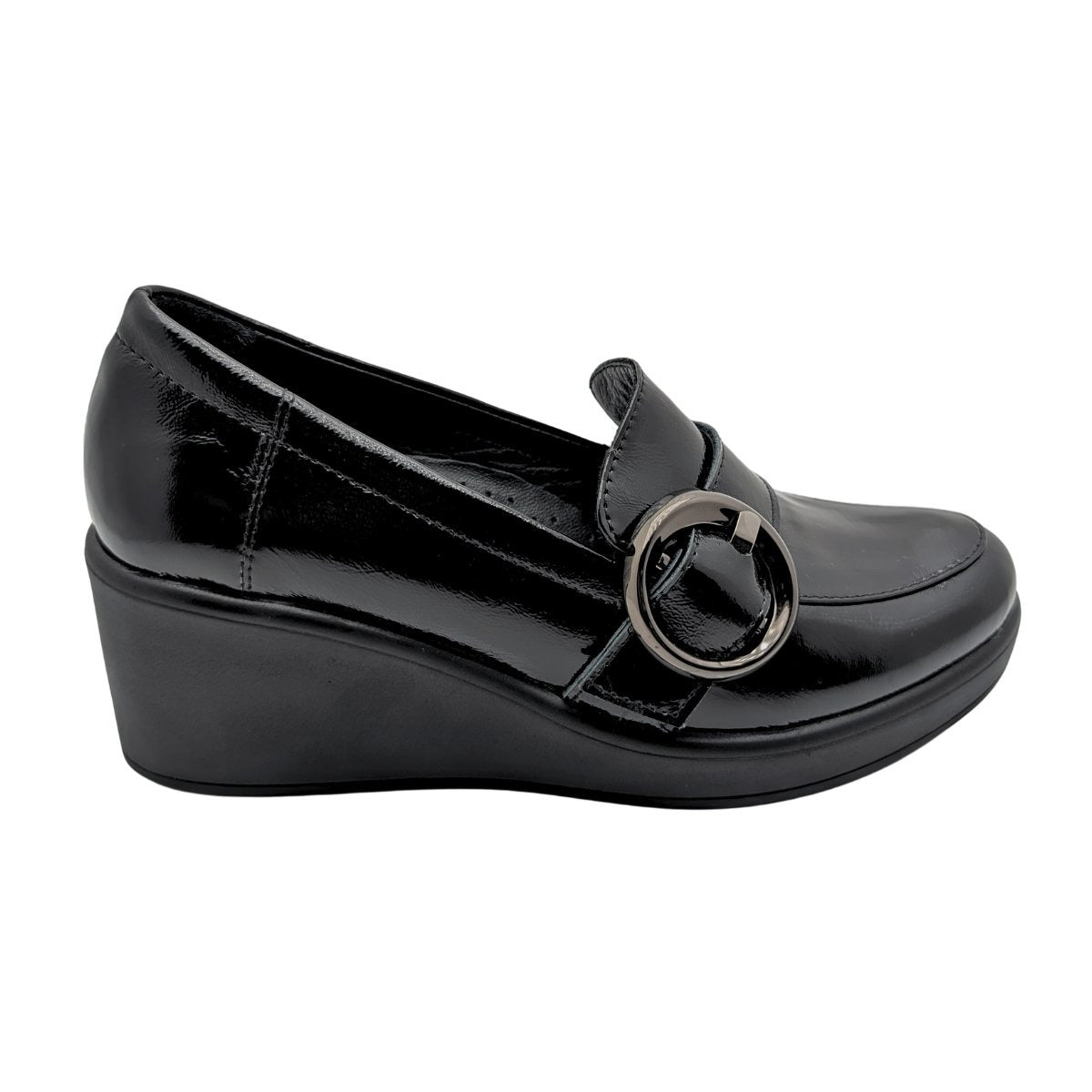 Qymara | Hakiki Deri Dolgu Topuklu Loafer - ÇİĞDEM KUNDURA - Qymara - SİYAH-RUGAN