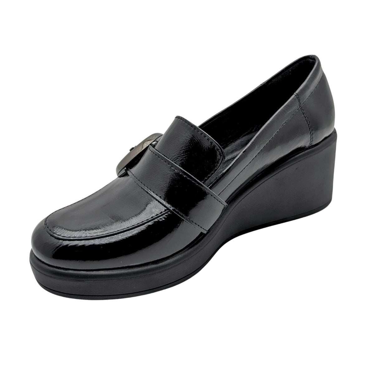 Qymara | Hakiki Deri Dolgu Topuklu Loafer - ÇİĞDEM KUNDURA - Qymara - SİYAH-RUGAN