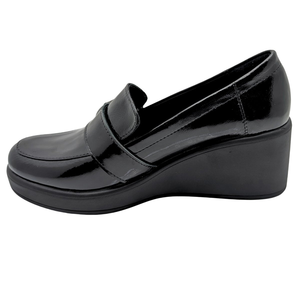 Qymara | Hakiki Deri Dolgu Topuklu Loafer - ÇİĞDEM KUNDURA - Qymara - SİYAH-RUGAN