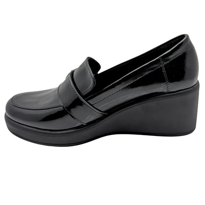 Qymara | Hakiki Deri Dolgu Topuklu Loafer - ÇİĞDEM KUNDURA - Qymara - SİYAH-RUGAN