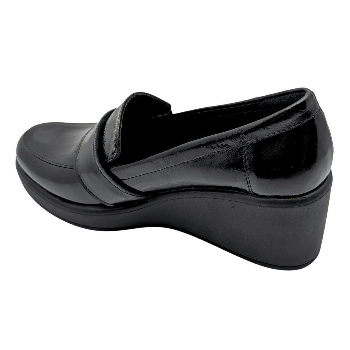 Qymara | Hakiki Deri Dolgu Topuklu Loafer - ÇİĞDEM KUNDURA - Qymara - SİYAH-RUGAN