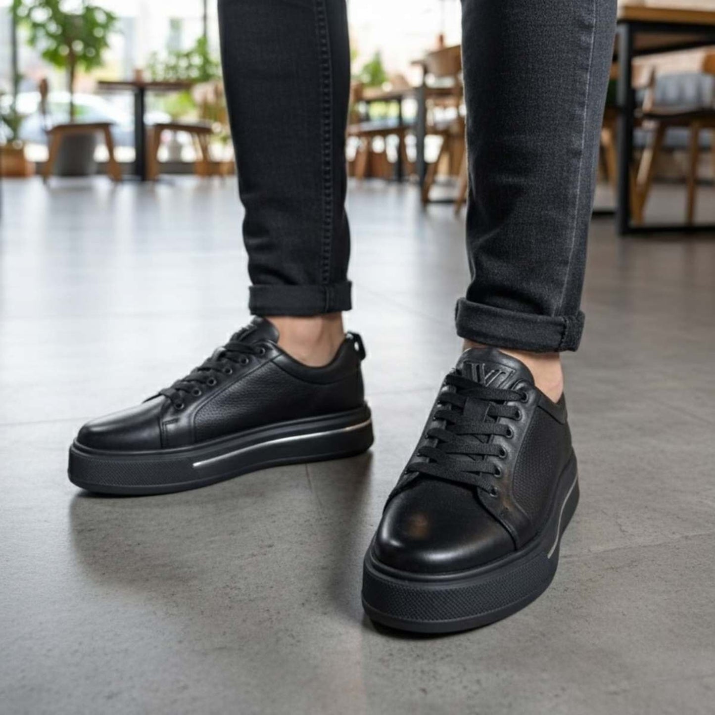 Voyager - M054 | Erkek Ortopedik Hakiki Deri Casual Ayakkabı - VOYAGER - M054 - SİYAH