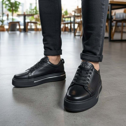 Voyager - M054 | Erkek Ortopedik Hakiki Deri Casual Ayakkabı - VOYAGER - M054 - SİYAH