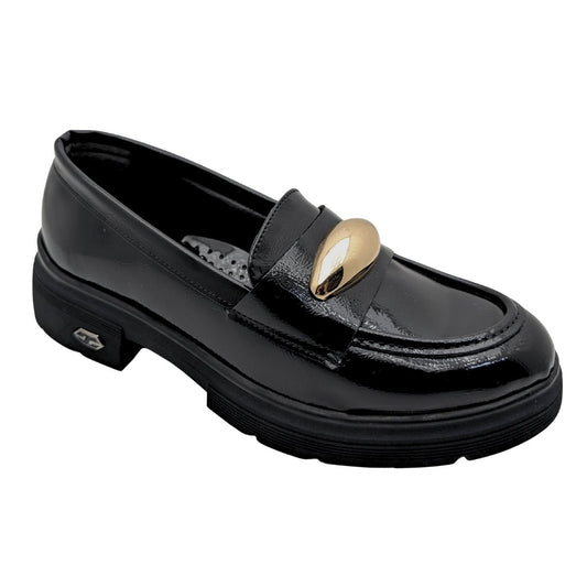 Seraphiel | Kadın Hakiki Deri Topuklu Loafer - ÇİĞDEM KUNDURA - Seraphiel - SİYAH-RUGAN