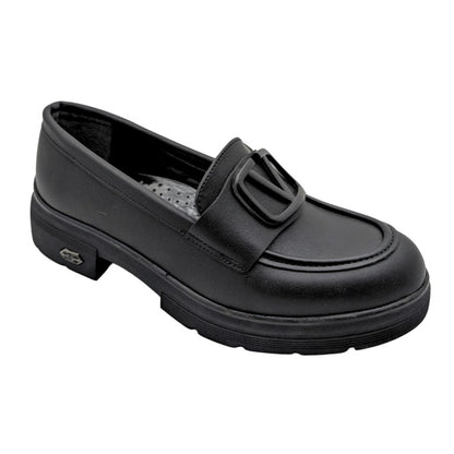 Kvorn | Kadın Topuklu Loafer Ayakkabı - SİYAH