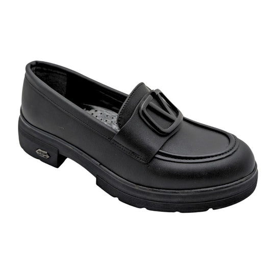 Kvorn | Kadın Topuklu Loafer Ayakkabı - SİYAH