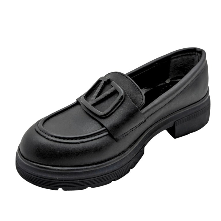 Kvorn | Kadın Topuklu Loafer Ayakkabı - SİYAH