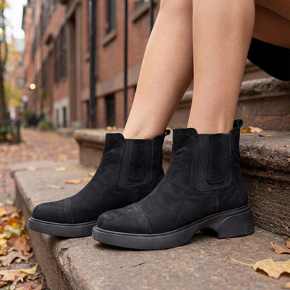 Arya - 813 | Ortopedik Hakiki Deri Chelsea Bot - BLACK