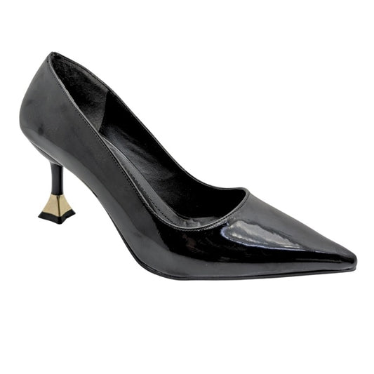 Alestra | Geometrik Detaylı Kadeh Topuk Stiletto - SİYAH-RUGAN