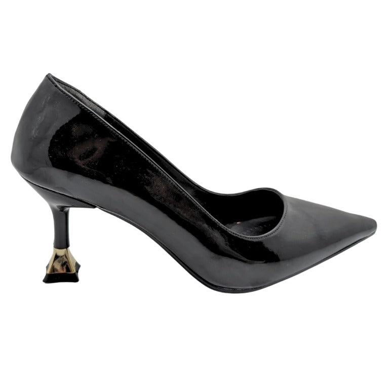 Alestra | Geometrik Detaylı Kadeh Topuk Stiletto - SİYAH-RUGAN