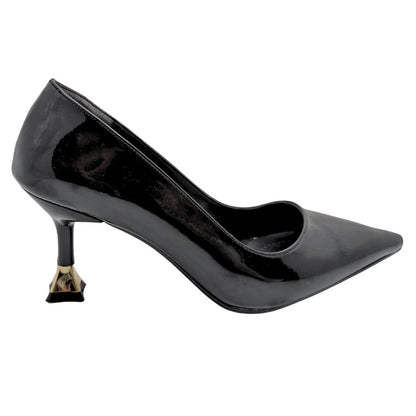 Alestra | Geometrik Detaylı Kadeh Topuk Stiletto - SİYAH-RUGAN