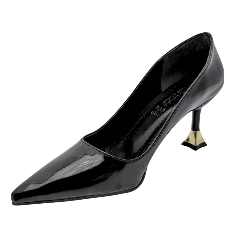 Alestra | Geometrik Detaylı Kadeh Topuk Stiletto - SİYAH-RUGAN