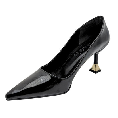 Alestra | Geometrik Detaylı Kadeh Topuk Stiletto - SİYAH-RUGAN