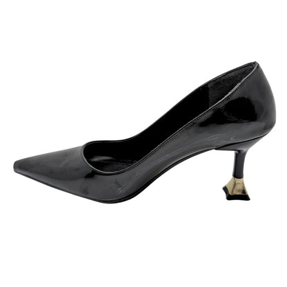 Alestra | Geometrik Detaylı Kadeh Topuk Stiletto - SİYAH-RUGAN