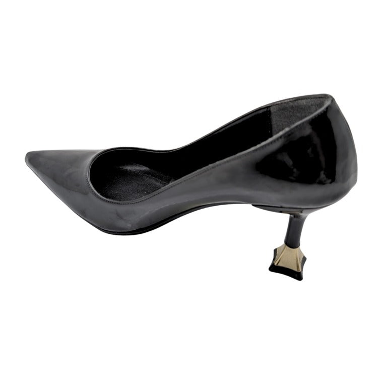 Alestra | Geometrik Detaylı Kadeh Topuk Stiletto - SİYAH-RUGAN