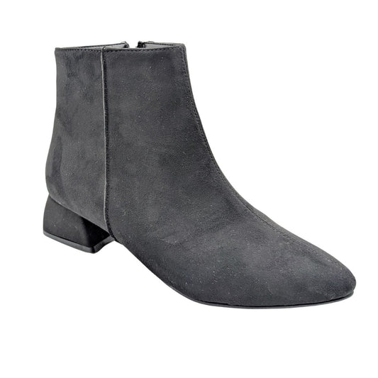Orbis - Sivri Burunlu Yandan Fermuarlı Kısa Topuklu Kadın Bot - SİYAH-SÜET