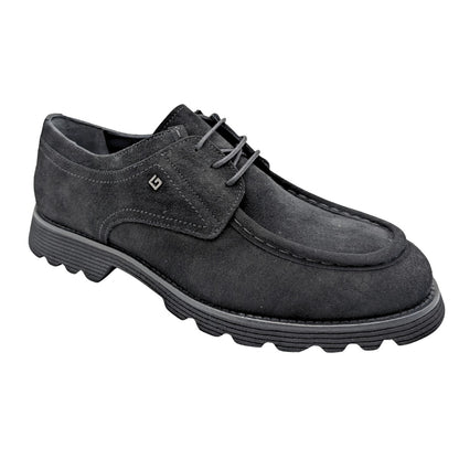 Galler 5919 - Hakiki Süet Deri Bağcıklı Erkek Casual Loafer Ayakkabı - SİYAH