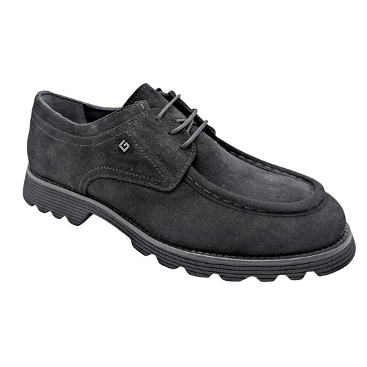 Galler 5919 - Hakiki Süet Deri Bağcıklı Erkek Casual Loafer Ayakkabı - SİYAH