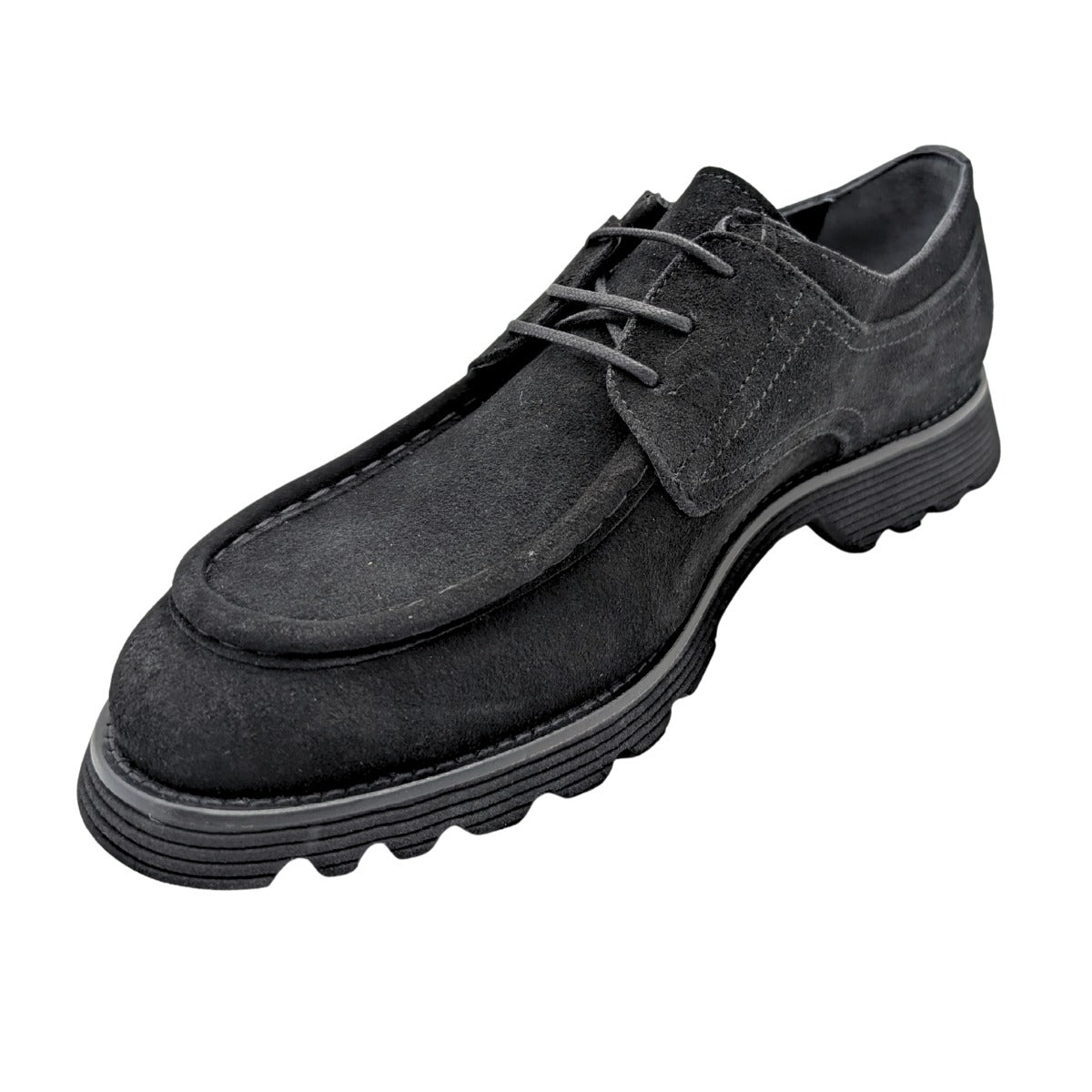Galler 5919 - Hakiki Süet Deri Bağcıklı Erkek Casual Loafer Ayakkabı - SİYAH