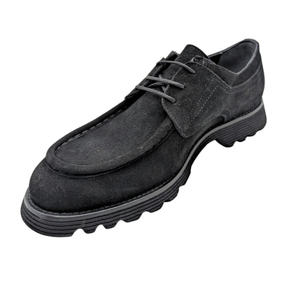 Galler 5919 - Hakiki Süet Deri Bağcıklı Erkek Casual Loafer Ayakkabı - SİYAH
