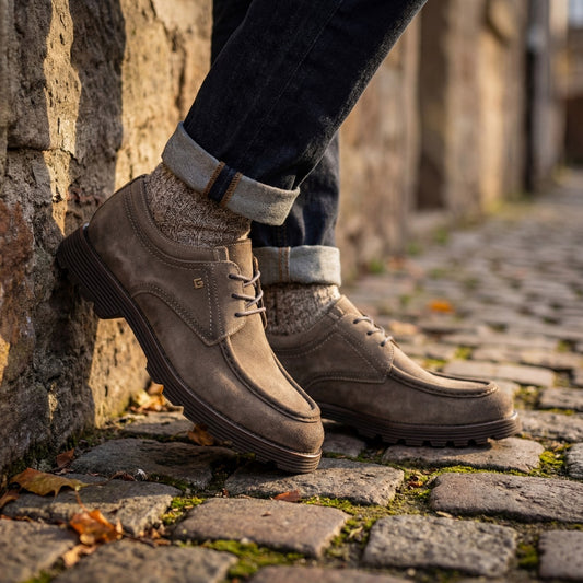Galler 5919 - Hakiki Süet Deri Bağcıklı Erkek Casual Loafer Ayakkabı - VİZON