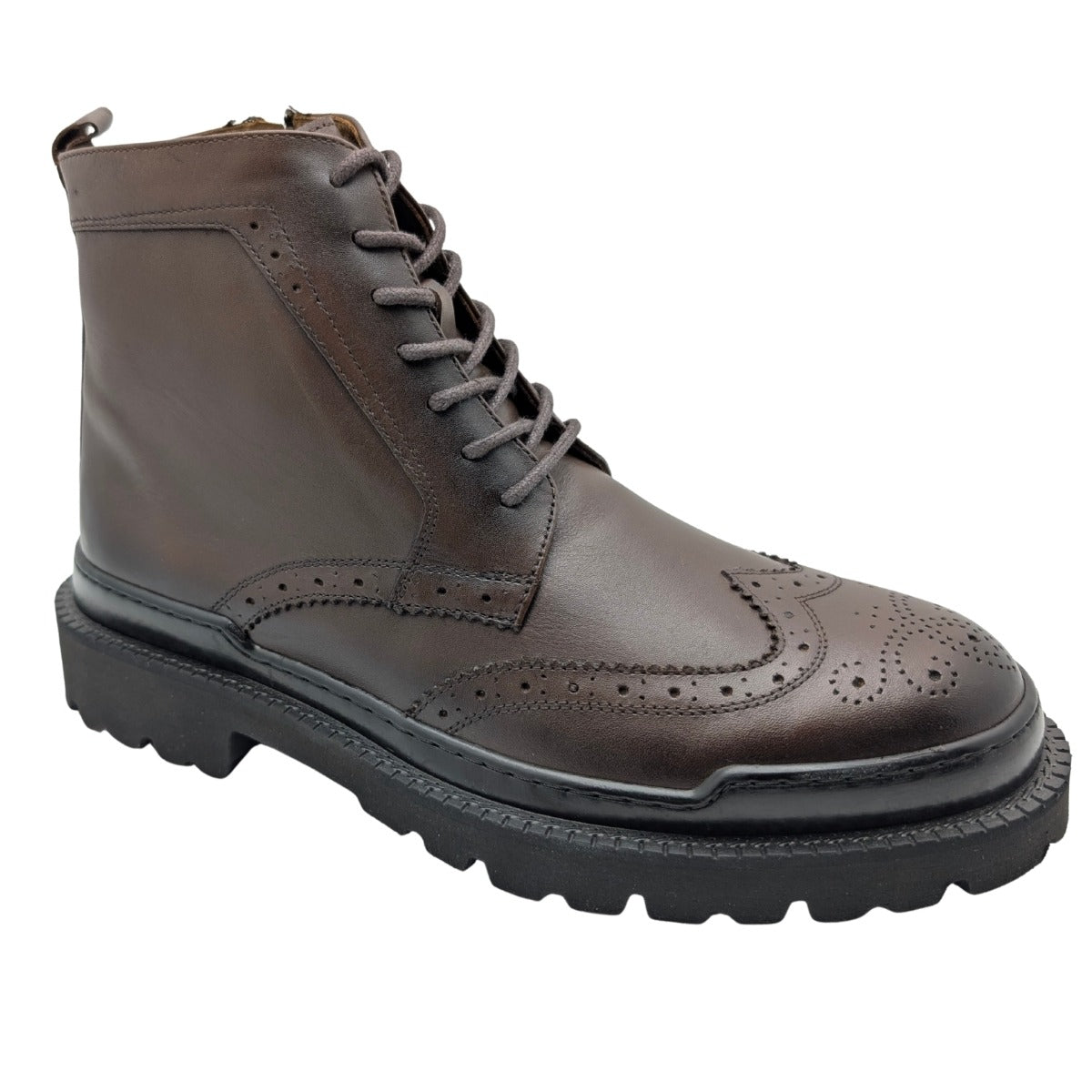 Gianni Maggi 2923 - İçi Dışı Hakiki Deri Brogue Detaylı EVA Taban Erkek Postal Bot - KAHVERENGİ