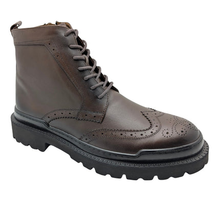Gianni Maggi 2923 - İçi Dışı Hakiki Deri Brogue Detaylı EVA Taban Erkek Postal Bot - KAHVERENGİ
