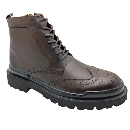 Gianni Maggi 2923 - İçi Dışı Hakiki Deri Brogue Detaylı EVA Taban Erkek Postal Bot - KAHVERENGİ