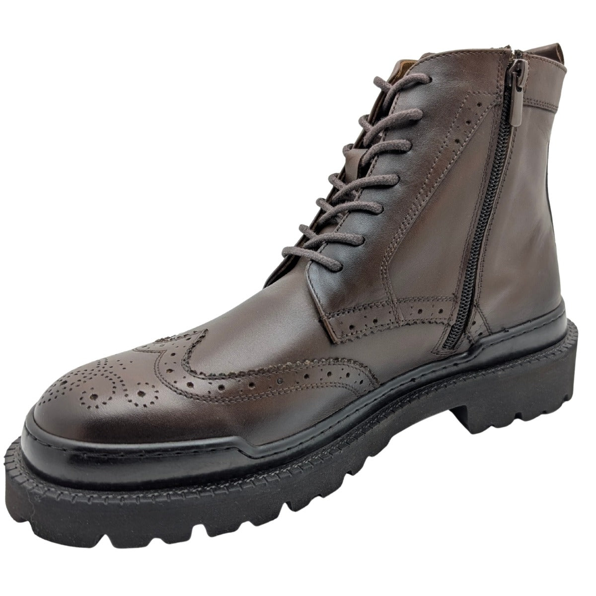 Gianni Maggi 2923 - İçi Dışı Hakiki Deri Brogue Detaylı EVA Taban Erkek Postal Bot - KAHVERENGİ