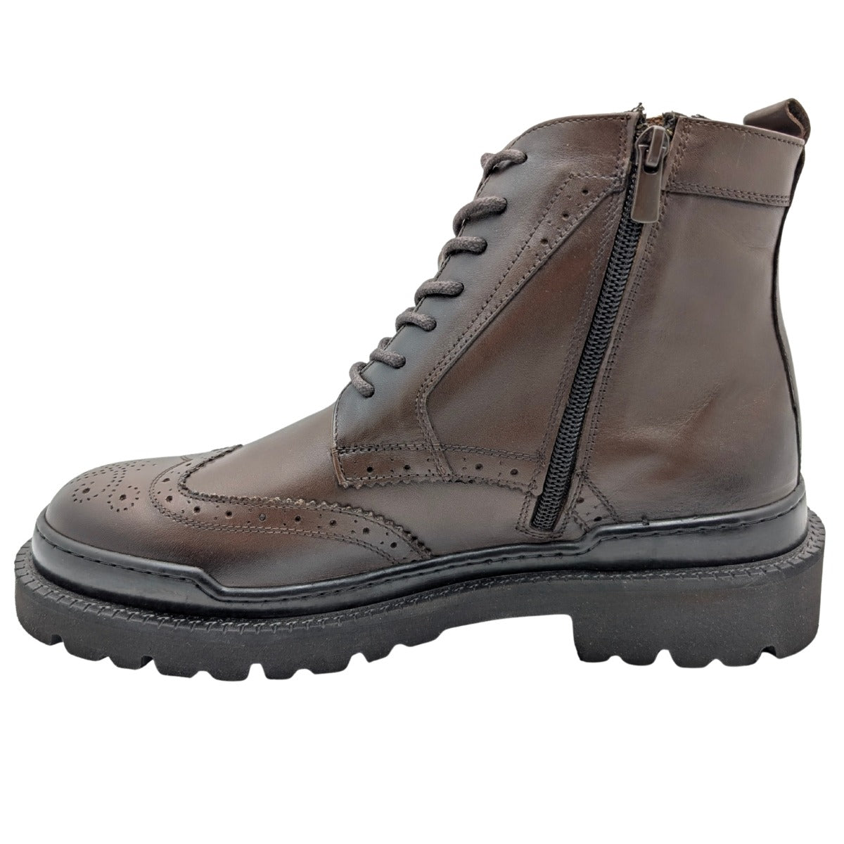 Gianni Maggi 2923 - İçi Dışı Hakiki Deri Brogue Detaylı EVA Taban Erkek Postal Bot - KAHVERENGİ