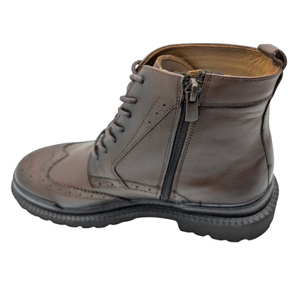 Gianni Maggi 2923 - İçi Dışı Hakiki Deri Brogue Detaylı EVA Taban Erkek Postal Bot - KAHVERENGİ