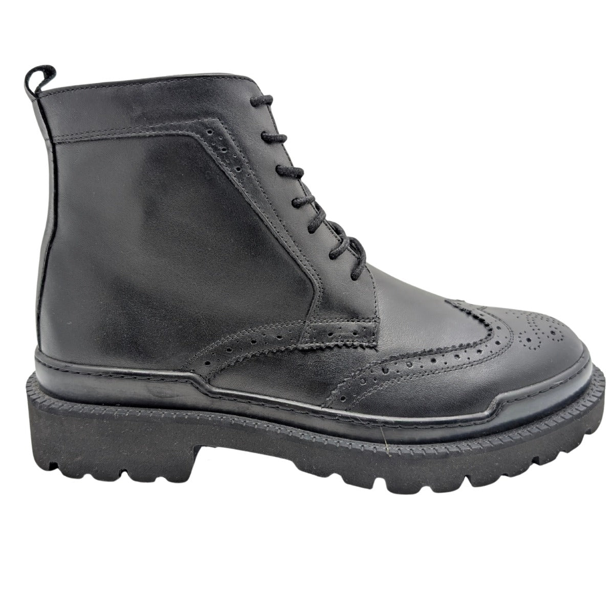 Gianni Maggi 2923 - İçi Dışı Hakiki Deri Brogue Detaylı EVA Taban Erkek Postal Bot - SİYAH
