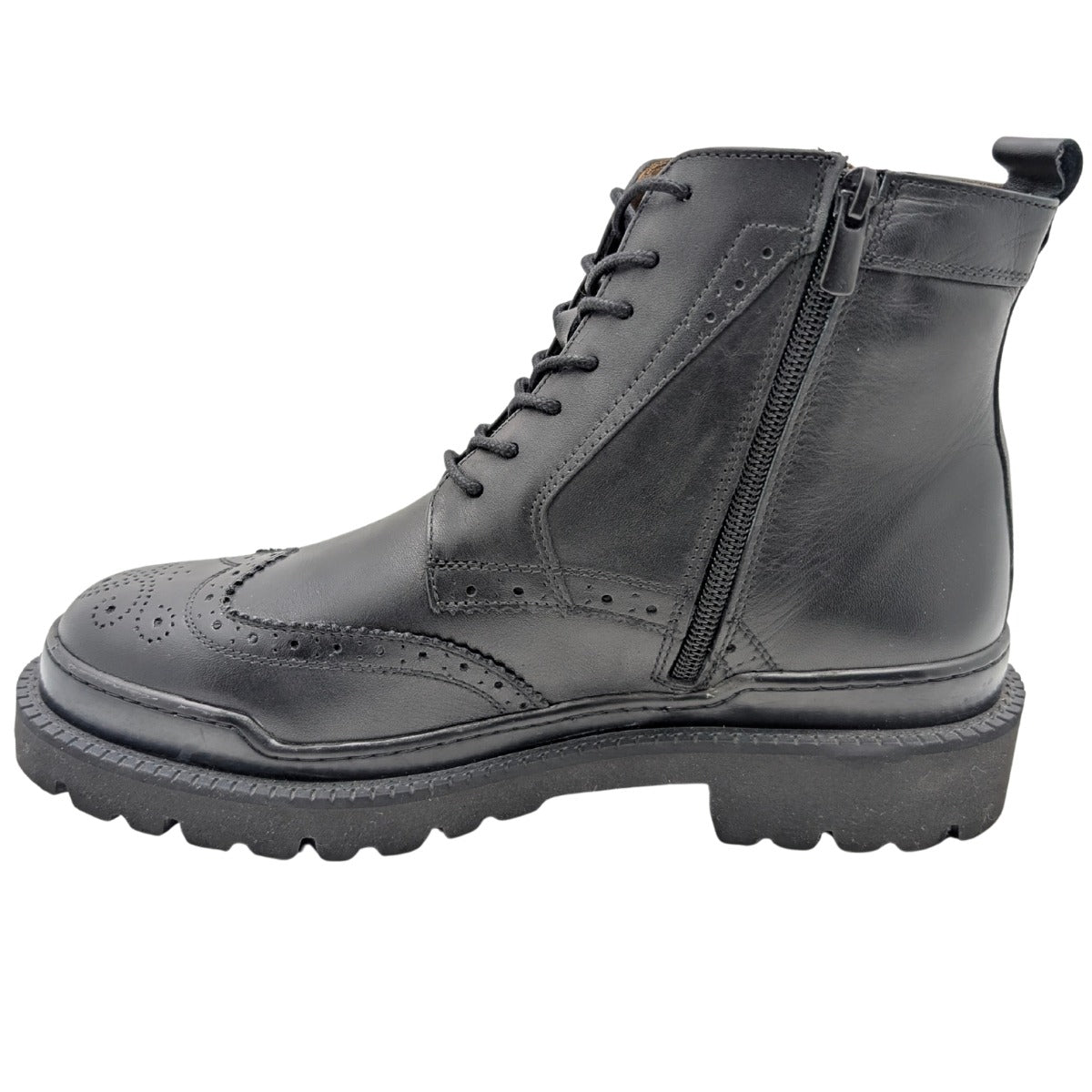 Gianni Maggi 2923 - İçi Dışı Hakiki Deri Brogue Detaylı EVA Taban Erkek Postal Bot - SİYAH