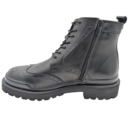 Gianni Maggi 2923 - İçi Dışı Hakiki Deri Brogue Detaylı EVA Taban Erkek Postal Bot - SİYAH