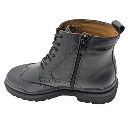 Gianni Maggi 2923 - İçi Dışı Hakiki Deri Brogue Detaylı EVA Taban Erkek Postal Bot - SİYAH