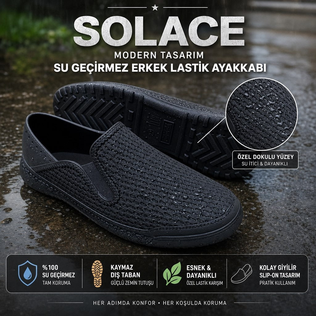 Solace Modern Tasarım Erkek Lastik Bahçe Ayakkabısı - SİYAH