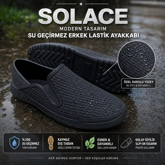 Solace Modern Tasarım Erkek Lastik Bahçe Ayakkabısı - SİYAH