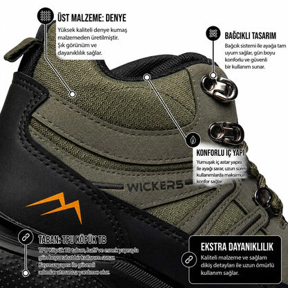 Wickers 3113 Erkek Outdoor ve Trekking Bot - HAKİ YEŞİL