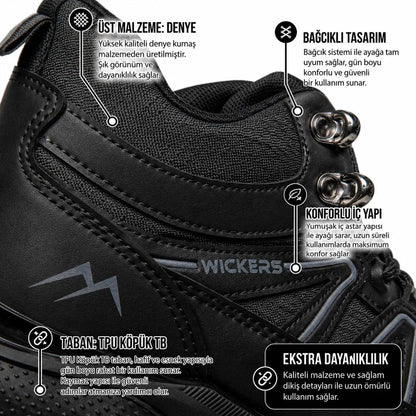 Wickers 3113 Erkek Outdoor ve Trekking Bot - SİYAH