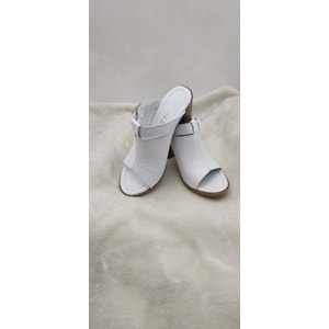 ÇİĞDEM GERÇEK DERİ BEYAZ KALIN TOPUKLU TERLİK - BEYAZ - 39 - ST02532-12788