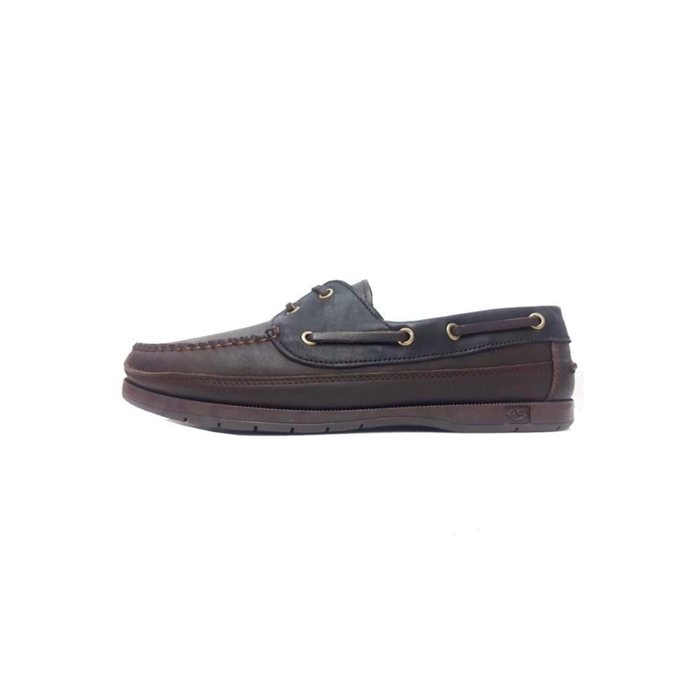 HAKİKİ DERİ ERKEK CASUAL LOAFER AYAKKABI - KAHVERENGİ/SİYAH - 40