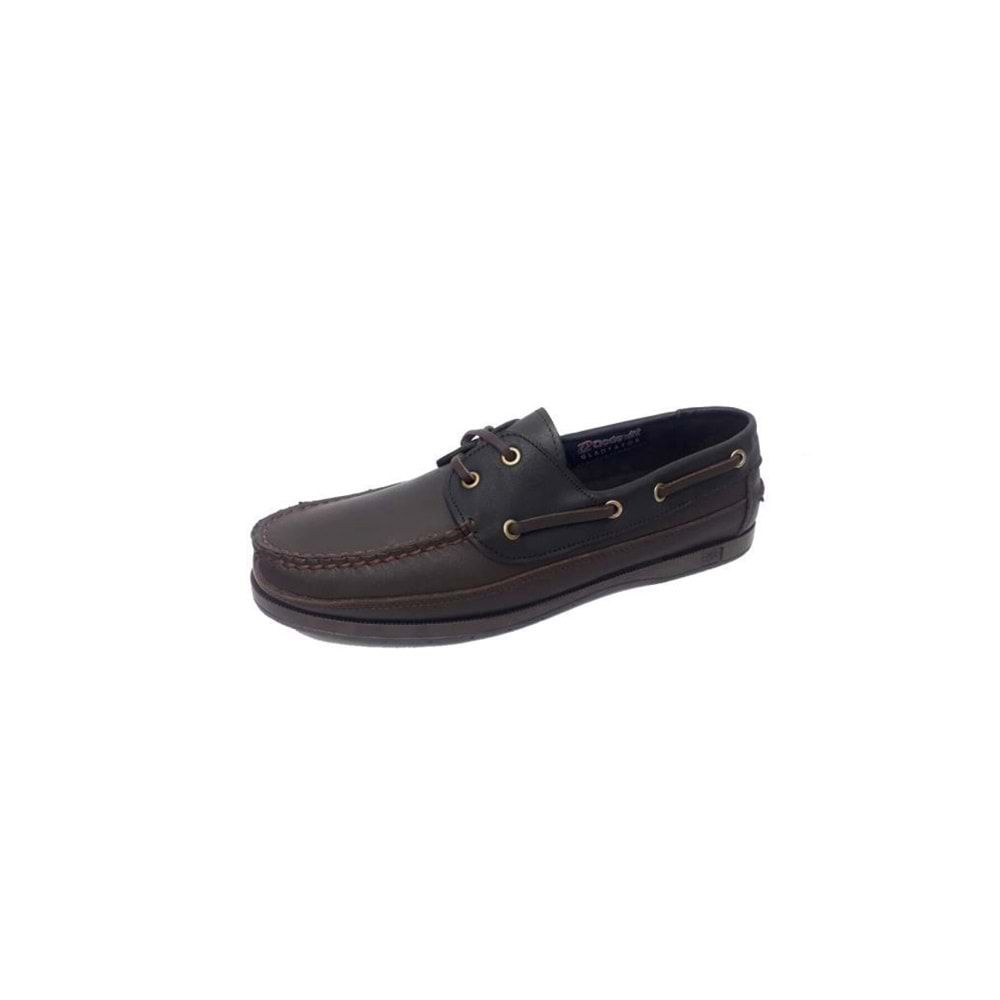 HAKİKİ DERİ ERKEK CASUAL LOAFER AYAKKABI - KAHVERENGİ/SİYAH - 40