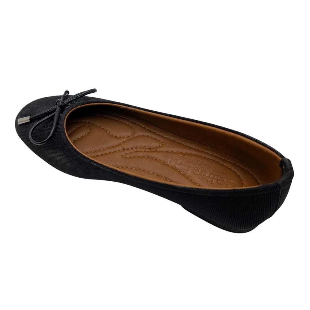 Urselene | Kadın Suni Deri Fiyonklu Babet - BLACK - 40