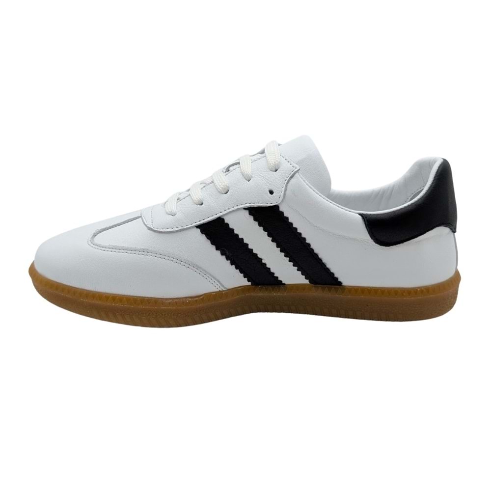 Glisten | Kadın Hakiki Deri Ortopedik Sneaker - BEYAZ-SİYAH - 37
