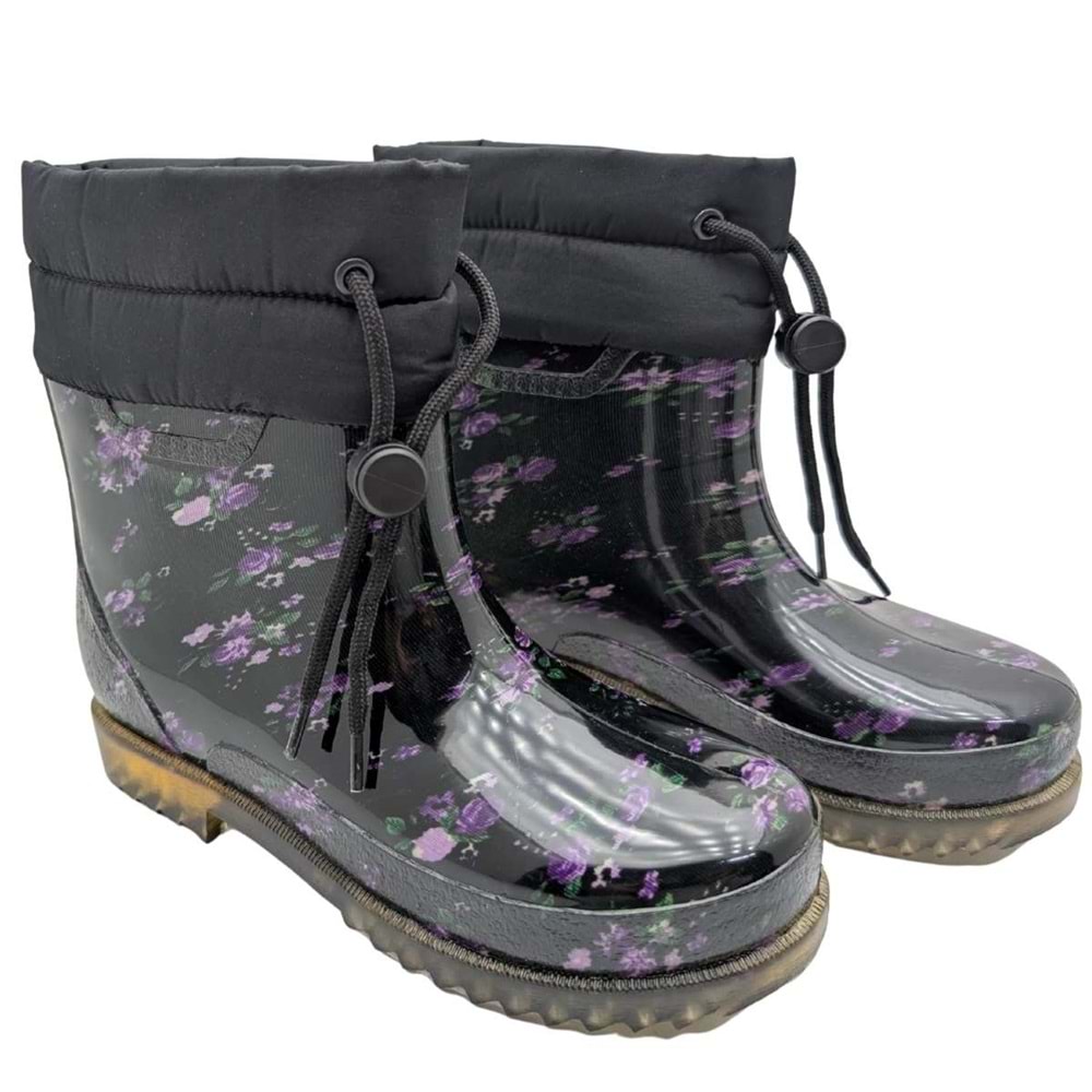 Belle Pluie - Kadın Konçlu Yağmur Çizmesi - MOR - 40